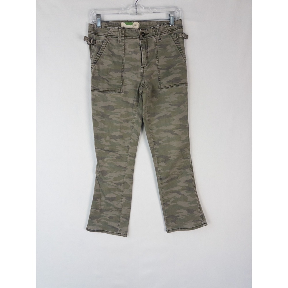 By Anthropologie Pants Womens 26‎ Green Camo Cargo Pockets Canvas Mid Rise